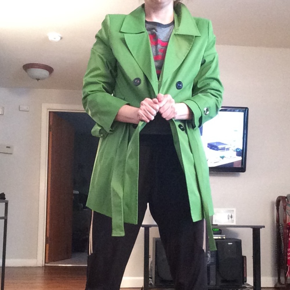 Green trench coat